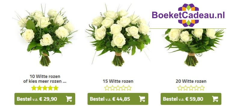 witte rozen via boeketcadeau