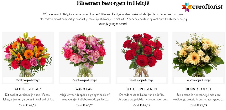 bloemen naar België versturen via Euroflorist