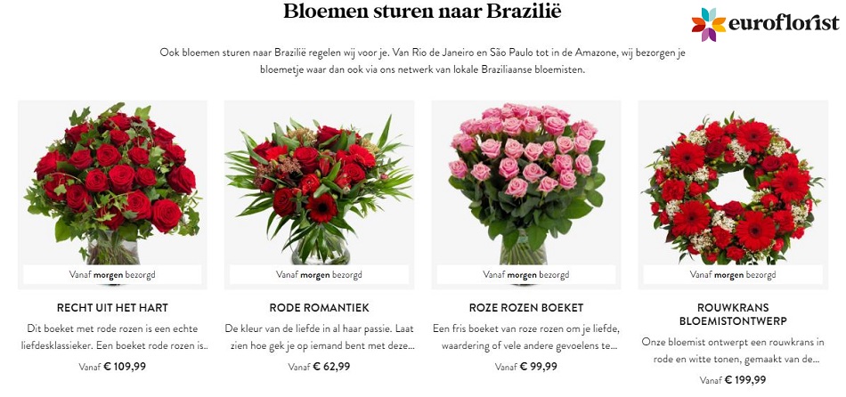 bloemen verzenden naar Brazilië via Euroflorist
