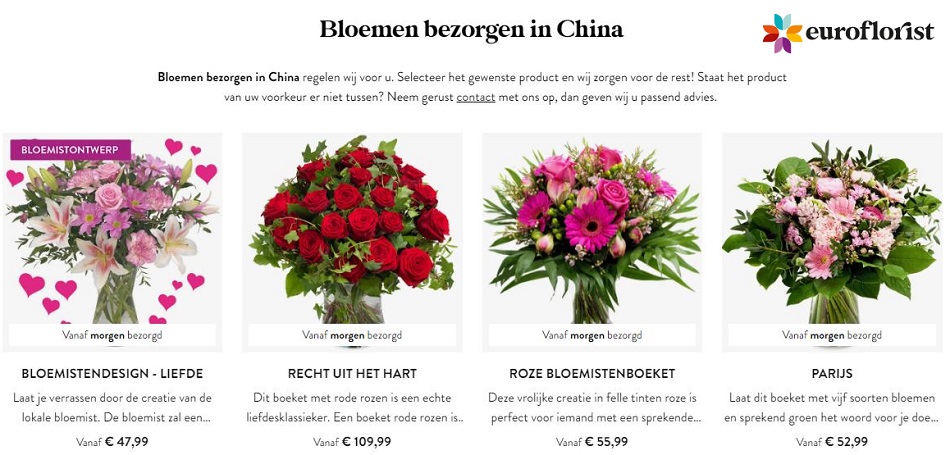 bloemen bezorgen in China via Euroflorist