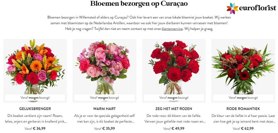 bloemen verzenden naar Curacao via Euroflorist