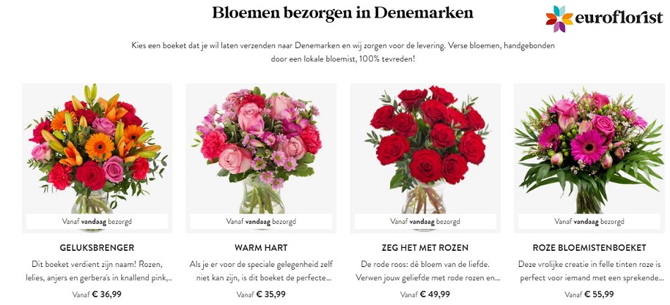 bloemen verzenden naar Denemarken via Euroflorist
