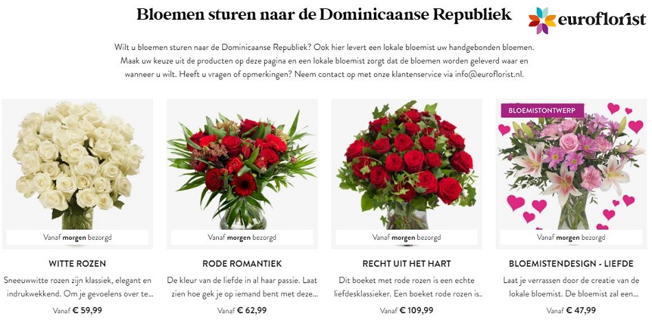 bloemen verzenden naar Dominicaanse Republiek via Euroflorist