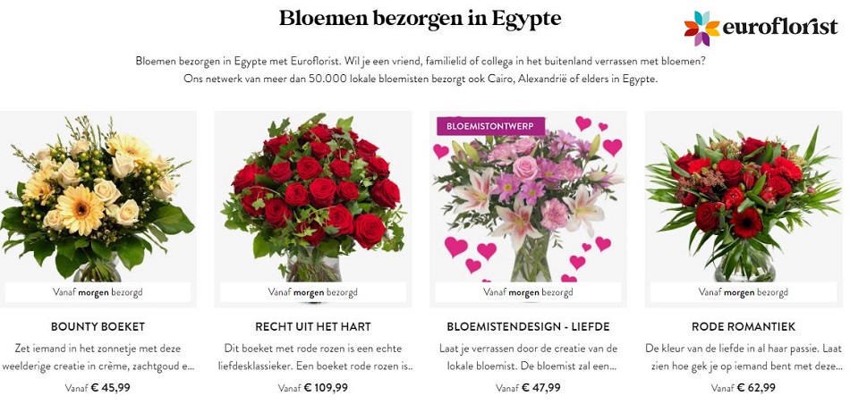 bloemen bezorgen in Egypte met Euroflorist