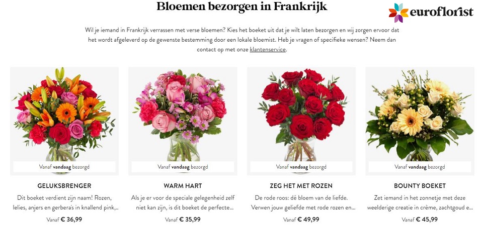 bloemen bezorgen in Frankrijk met euroflorist