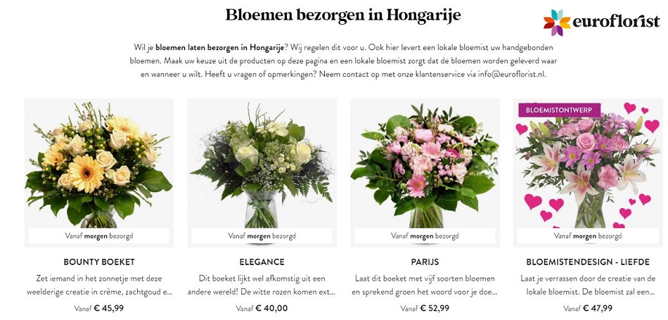 bloemen verzenden naar Hongarije via Euroflorist