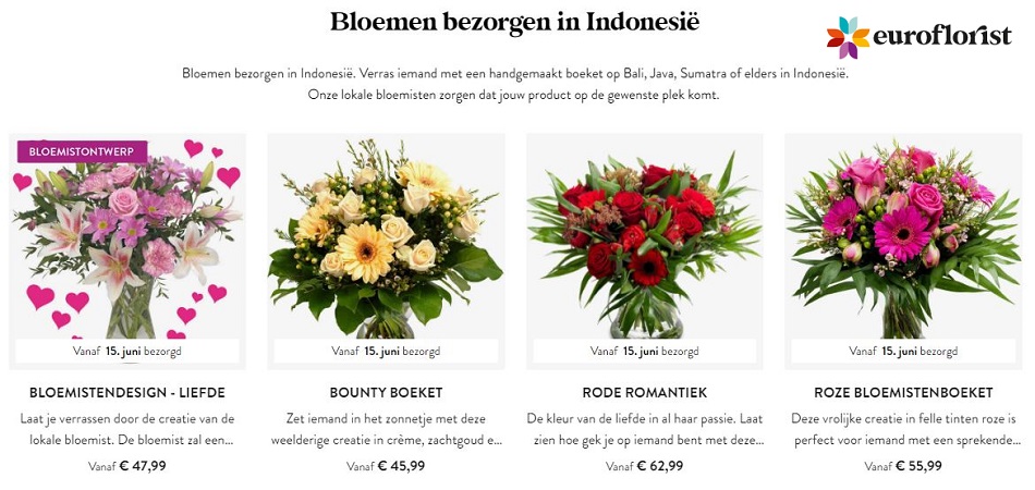 bloemen verzenden naar Indonesië via Euroflorist