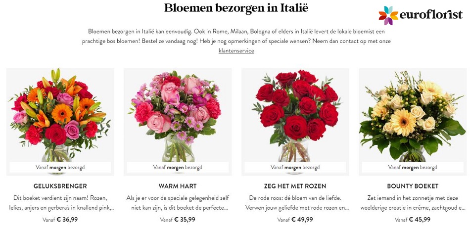bloemen versturen naar Italië via Euroflorist