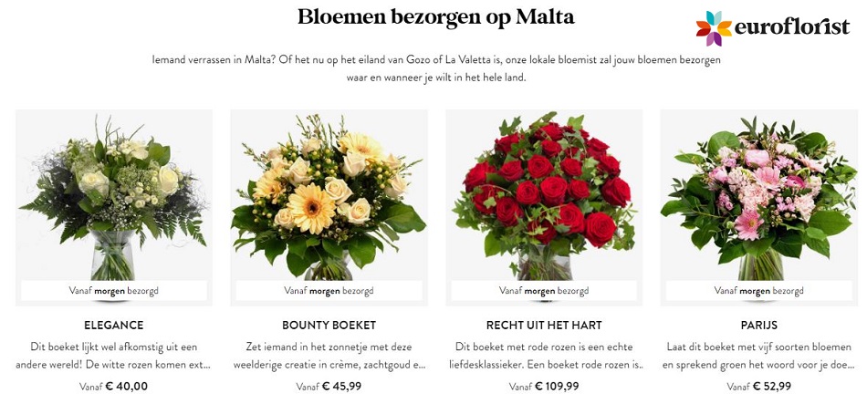 bloemen versturen in Malta via Euroflorist