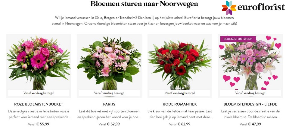 bloemen verzenden naar Noorwegen via Euroflorist