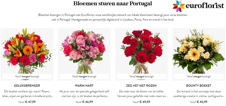 bloemen versturen naar Portugal via Euroflorist