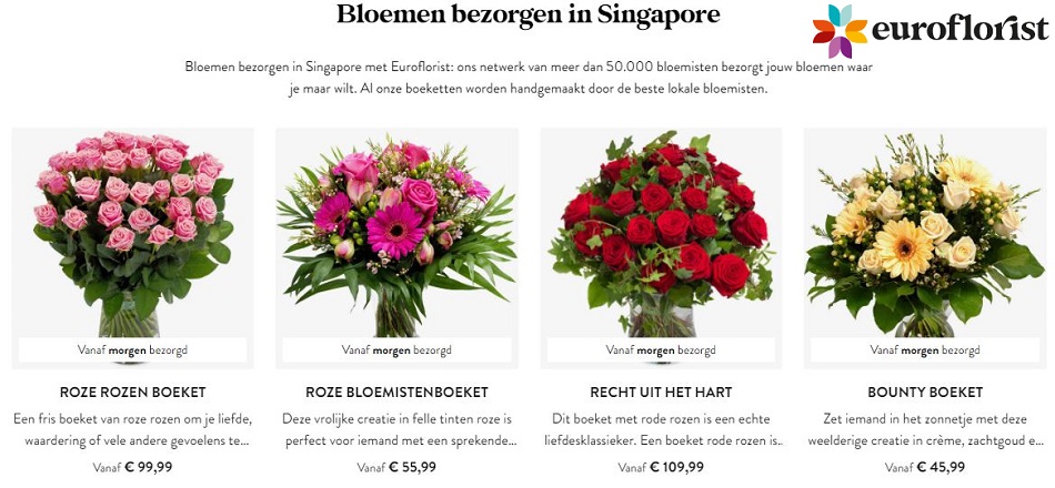 bloemen verzenden naar Singapore via Euroflorist