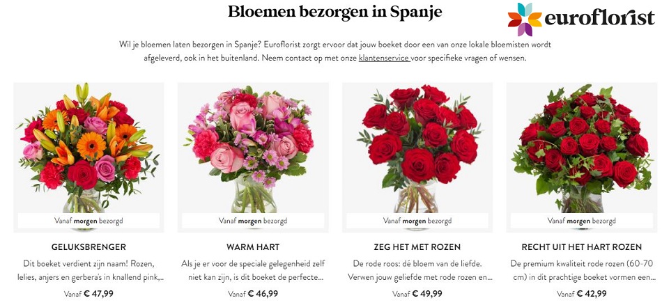 bloemen verzenden naar Spanje via Euroflorist
