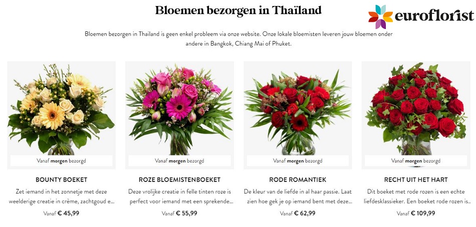 bloemen versturen naar Thailand via Euroflorist