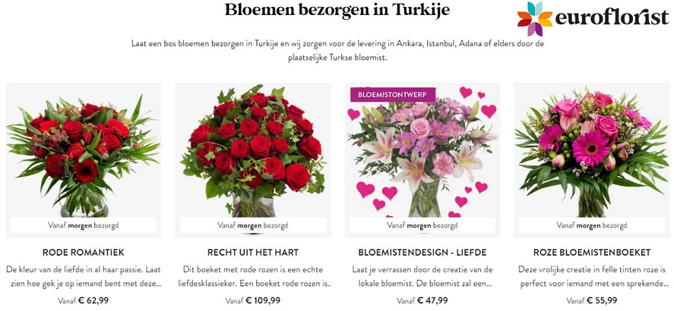 bloemen bezorgen in Turkije via euroflorist