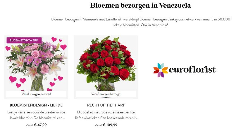 bloemen verzenden naar Venezuela via Euroflorist