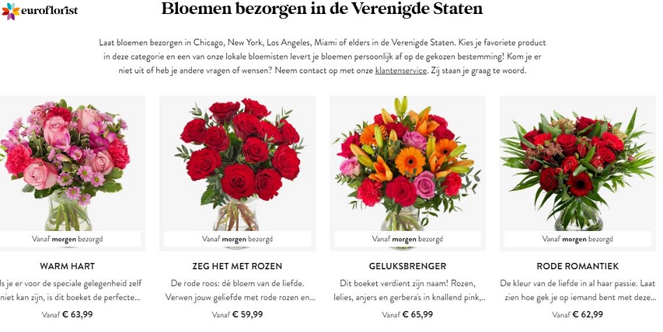 bloemen verzenden naar Verenigde Staten via Euroflorist