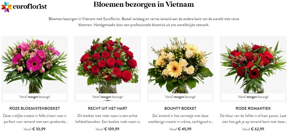 bloemen verzenden naar Vietnam via Euroflorist