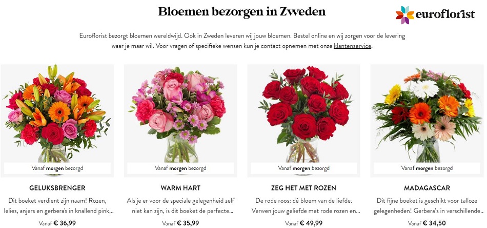 bloemen verzenden naar Zweden via euroflorist