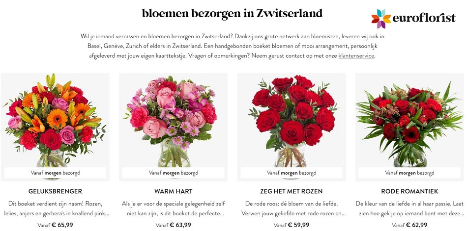 bloemen verzenden naar Zwitserland via euroflorist