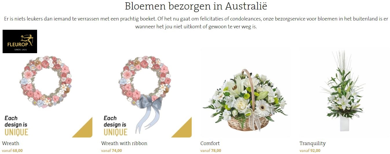 bloemen verzenden naar Australi via fleurop