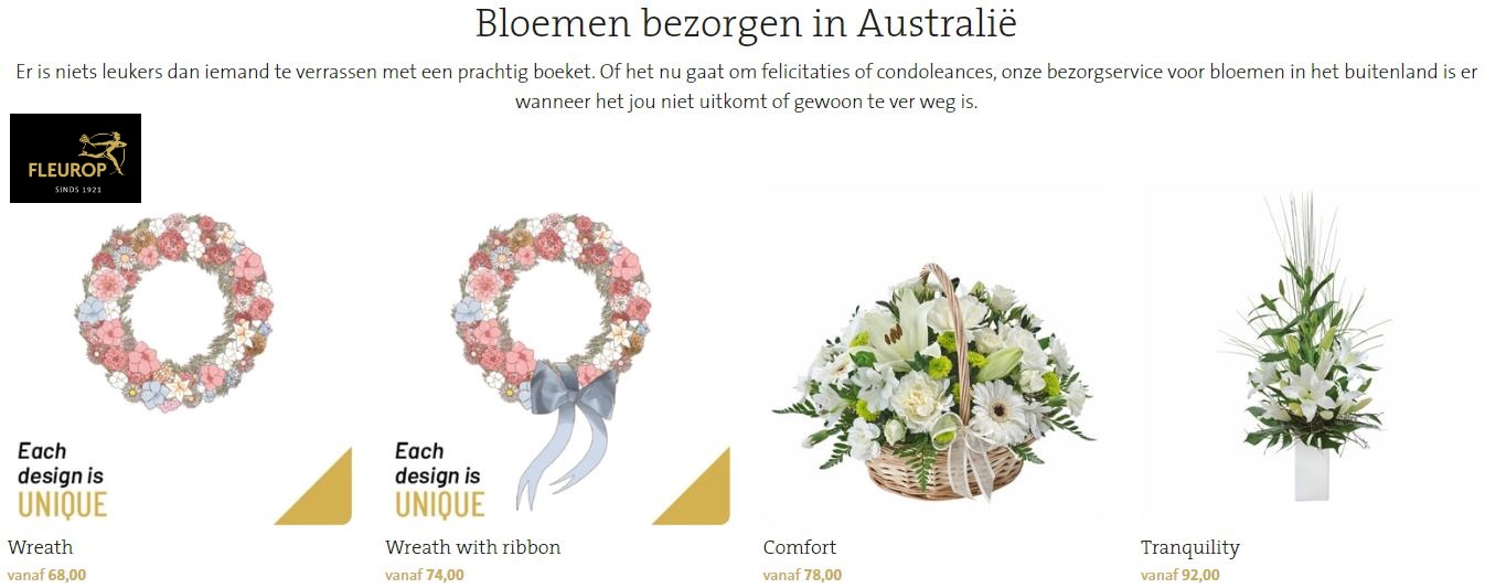 bloemen verzenden naar Australië via fleurop