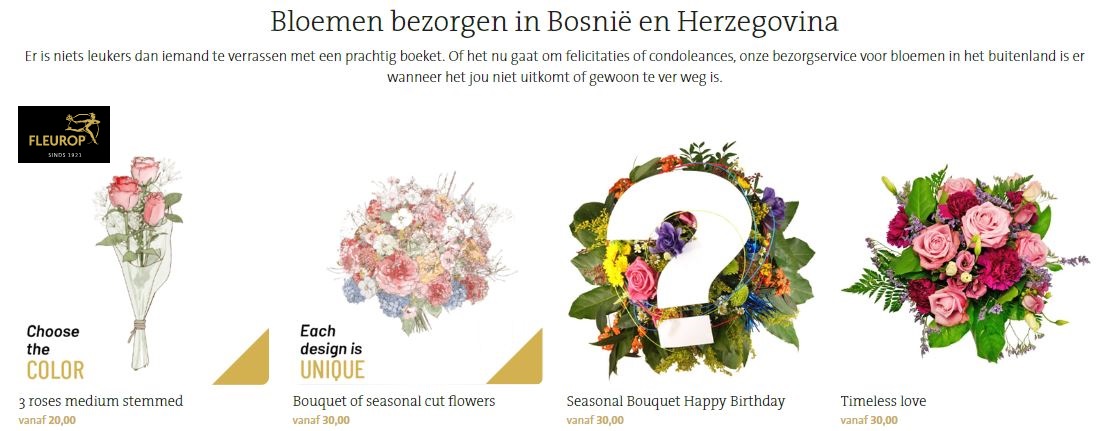 bloemen versturen naar Bosnië en Herzegovina
