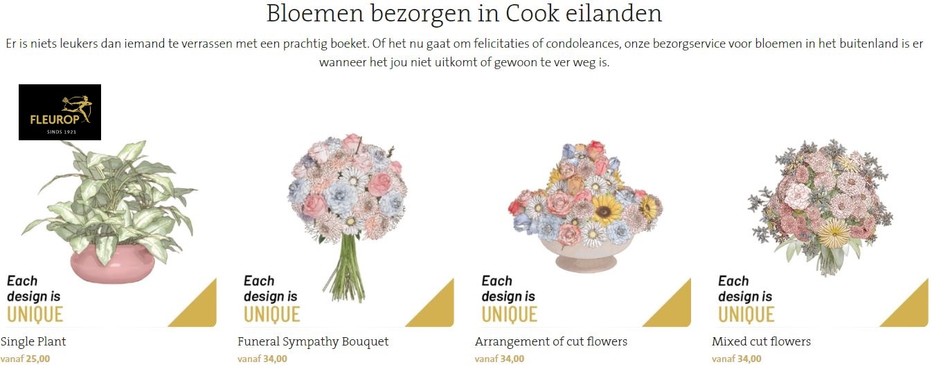 bloemen verzenden naar de Cook Eilanden