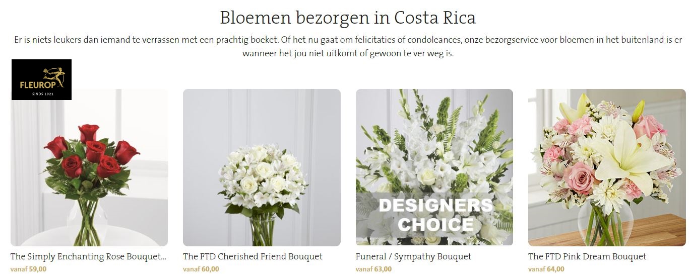 bloemen versturen naar Costa Rica via Fleurop