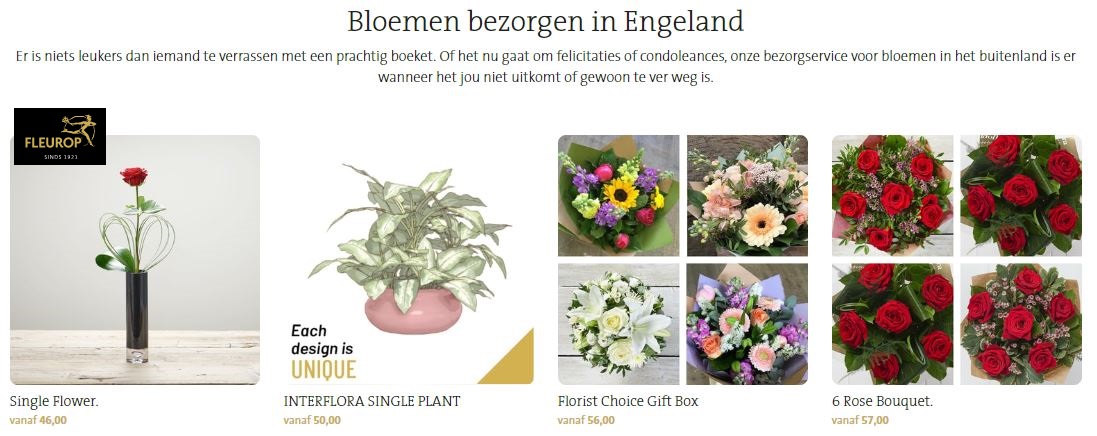 bloemen verzenden naar Engeland via Fleurop