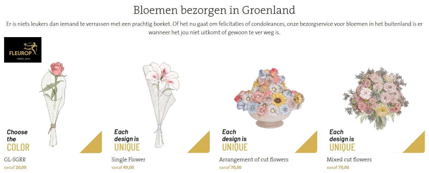 bloemen versturen naar Groenland via Fleurop