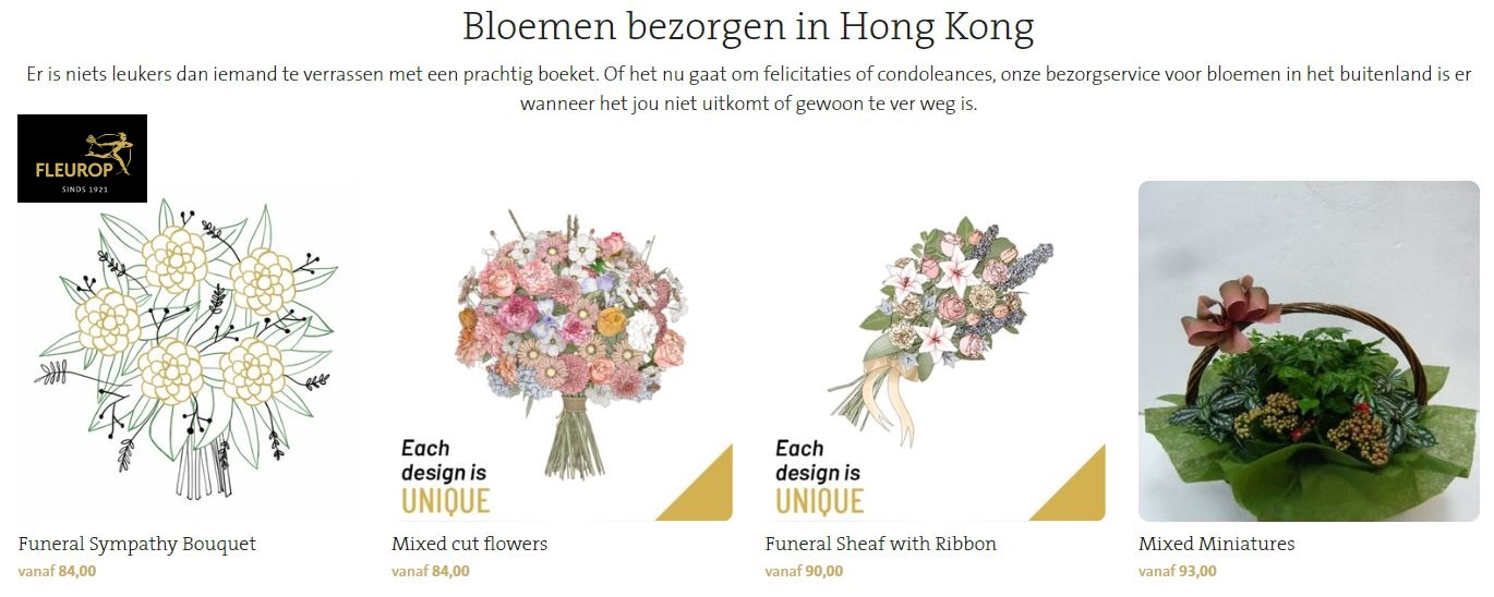 bloemen verzenden naar Hong Kong, via Fleurop