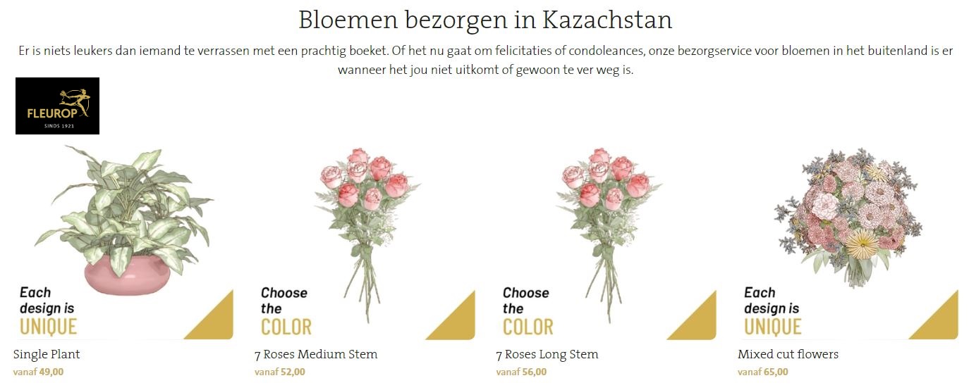 bloemen bezorgen in Kazachstan via Fleurop