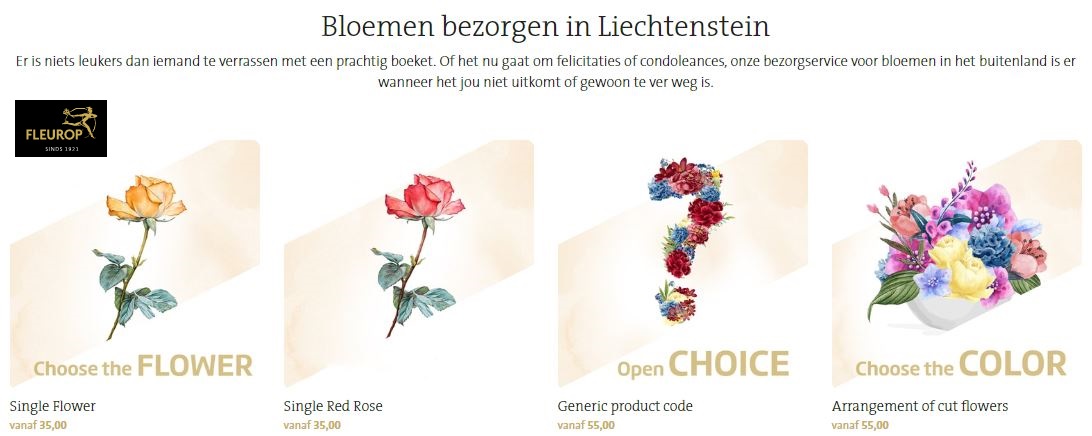 bloemen bezorgen in Liechtenstein, via Fleurop