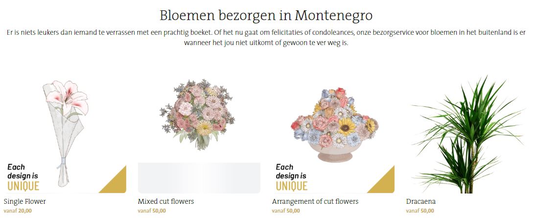 bloemen bezorgen in Montenegro, via Fleurop