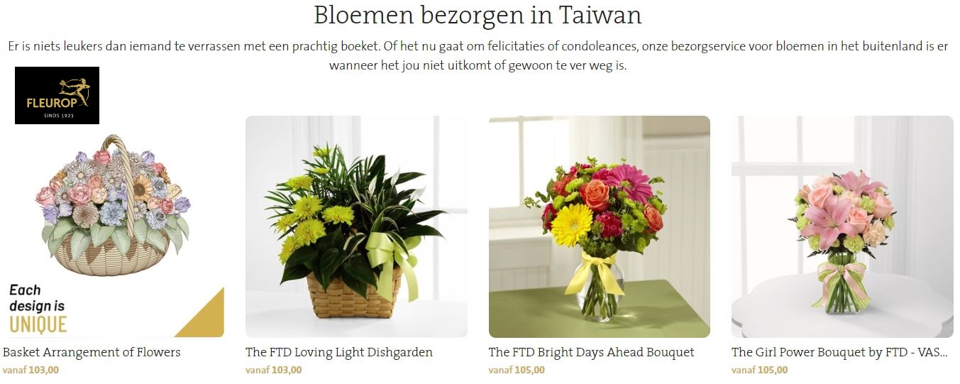 bloemen bezorgen in Taiwan via Fleurop