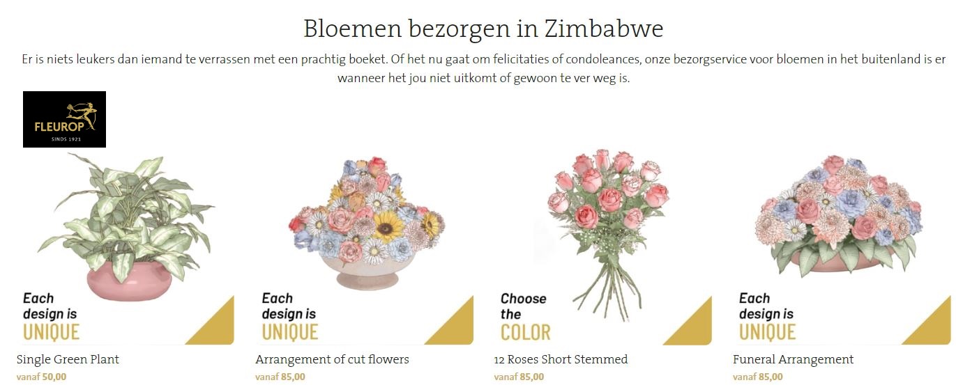 bloemen versturen naar Zimbabwe via Fleurop