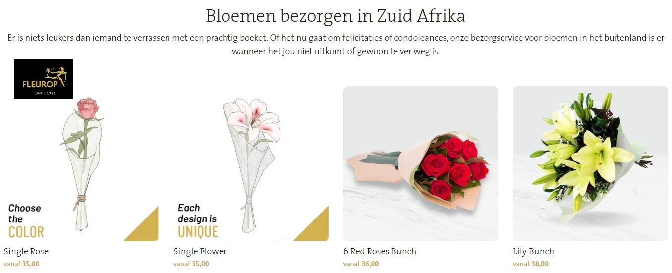 bloemen bezorgen in Zuid Afrika via Fleurop