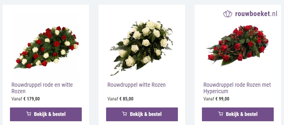 druppel via rouwboeket