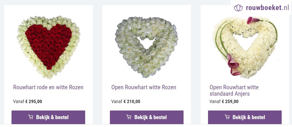 rouwhart via rouwboeket